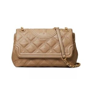 Tory Burch Quilted Tan Leather Shoulder Bag